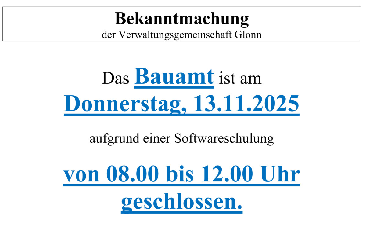 Bauamt geschlossen am 13.11.25